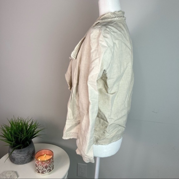 Lafayette 148 tan open front draped neck linen blend womens size small jacket - Picture 4 of 8